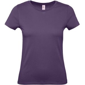 Set van 3x stuks paars basic t-shirts met ronde hals voor dames van katoen, maat: L (40)