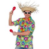 Hawaiishirt blauw bloemen voor heren