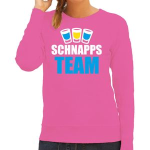 Apres ski sweater/trui voor dames - schnapps team - roze - wintersport - skien