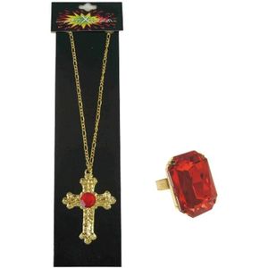 Sinterklaas sieraden set ketting en rechthoekige ring