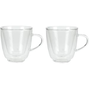 Set van 2x dubbelwandige koffie/espresso glazen 160 ml - transparant - Espresso bekers en glazen