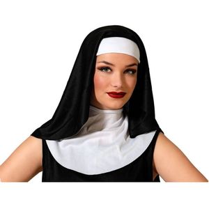 Carnaval verkleed Nonnen hoofddoek/kapje - zwart/wit - dames/meisjes - Kerk/religieus thema