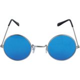 Blauwe hippie flower power set van 2 zonnebrillen met ronde glazen