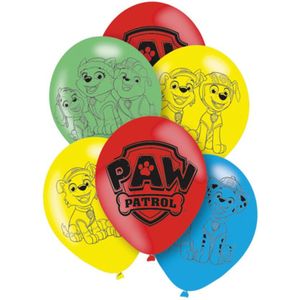 Paw Patrol themafeest ballonnen - 6x - gekleurd - 28 cm - voor kinderen