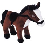 Knuffeldier Paard Lola - zachte pluche stof - dieren knuffels - donkerbruin - 23 cm