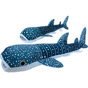 Pluche walvishaai knuffeldier - set 2x - zwemmend - 60 en 112 cm