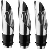 3x stuks vacuum wijnstoppers met afsluitdoppen metaal 2 x 2 x 8 cm - Flessenstop - VacuVin - Wijnafsluiter