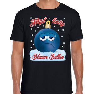 Fout kerst shirt Blauwe ballen zwart voor heren