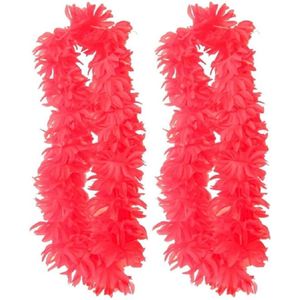 8x stuks neon roze hawaii bloemen krans/slinger