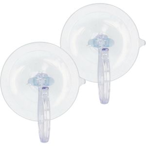 Zuignap met ophang haak - 2x - siliconen - transparant - D8,5 cm - draagkracht 0.5kg