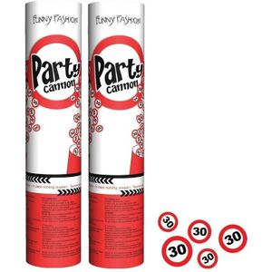 2x stuks confetti shooters/poppers 30 jaar feestartikelen versiering