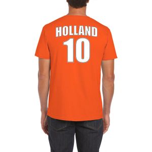 Oranje supporter t-shirt met rugnummer 10 - Holland / Nederland fan shirt voor heren