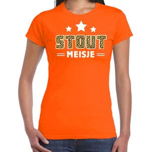 Verkleed t-shirt voor dames - Stout meisje - oranje - carnaval/themafeest