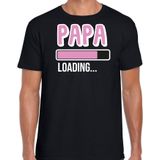 Cadeau t-shirt aanstaande papa - papa loading - zwart/roze- heren - Vaderdag/verjaardag