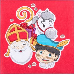 20x Sinterklaas diner/lunch servetten rood 33 x 33 cm