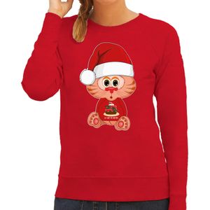 Foute Kersttrui/sweater voor dames - all I want - taart - rood - kerst poes - cadeau