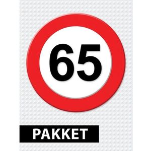 Verkeersbord 65 jaar feestartikelen pakket