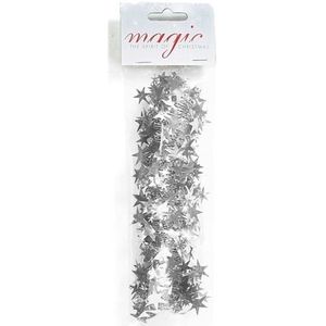 Zilveren spiraal slinger met sterren 750cm kerstboomversieringen
