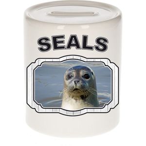 Dieren grijze zeehond spaarpot - seals/ zeehonden spaarpotten kinderen 9 cm