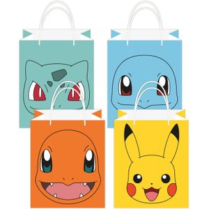 Pokemon themafeest uitdeelzakjes - 8x - papier - 13 x 22 cm