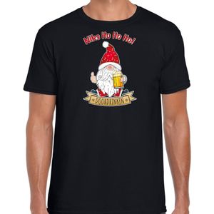 Bellatio Decorations fout kersttrui t-shirt heren - Bier kabouter/gnoom - zwart - Doordrinken M