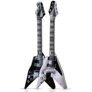 Kruger - Opblaas gitaren 6x - Zwart/wit 100 cm - muziekinstrumenten