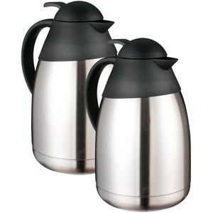 Thermoskan - 2x - 1.5L - dubbelwandig - RVS - mat - koffie en thee