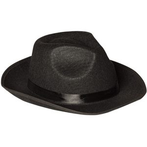 Carnaval verkleed hoed voor een Maffia/gangster - zwart - polyester - heren/dames