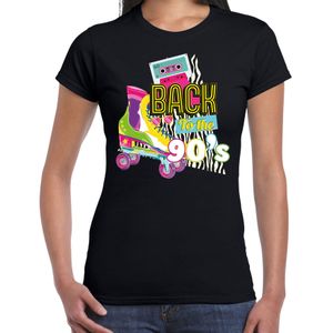 Verkleed T-shirt voor dames - back to the 90s - zwart - jaren 90 - foute party - carnaval