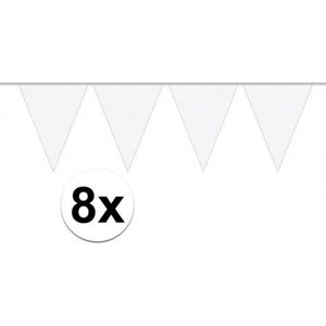 8x stuks Vlaggenlijnen wit 10 meter