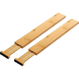 2x Bamboe Houten Lade Verdelers 45,5-55,2 cm - Keukenlade/Besteklade Verdeler Uitschuifbaar