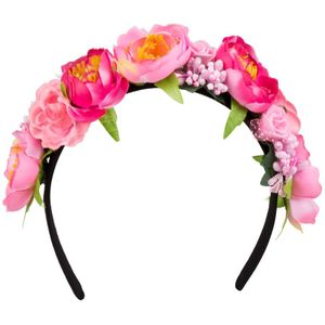 Carnaval verkleed Tiara/diadeem - Tropische bloemen - dames/meisjes - Fantasy/Tropical/Hawaii thema