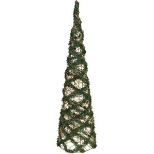 Kerstverlichting figuren Led kegel kerstboom draad/groen 78 cm 60 lampjes