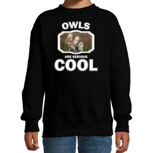 Dieren kerkuil sweater zwart kinderen - owls are cool trui jongens en meisjes