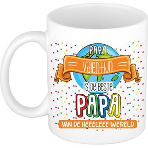 Naam mok papa Valentijn - wit - de beste - keramiek - 300 ml - Vaderdag/verjaardag