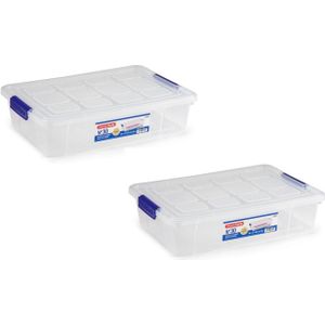 8x stuks opslagbak/organizer met deksel 5 liter transparant - Opbergbakken - 26 x 40 x 8,5 cm