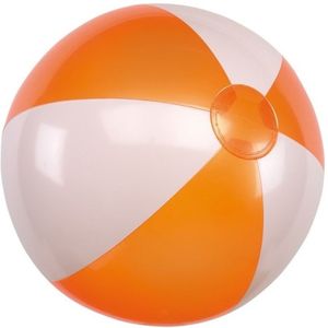 1x Opblaasbare strandbal oranje/wit 28 cm speelgoed