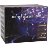 Feestverlichting lichtsnoer roze/blauw 400 lampjes 800 cm lichtsnoer met timer