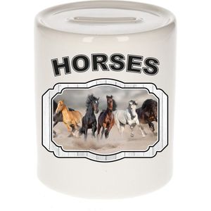 Dieren paard spaarpot - horses/ paarden spaarpotten kinderen 9 cm