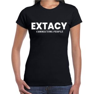 Extacy connecting people drugs fun t-shirt zwart voor dames