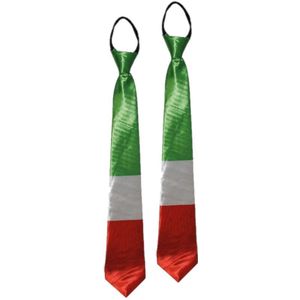 2x stuks verkleed stropdas Italiaanse vlag kleuren