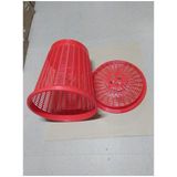 Ronde wasmanden/opberg mand met deksel 50 liter in het rood - Opbergmanden - kunststof wasmanden