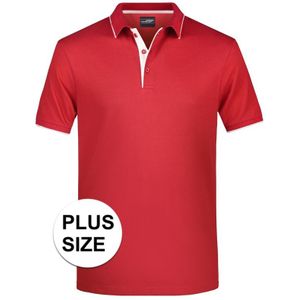 Grote maten polo shirt Golf Pro premium rood/wit voor heren