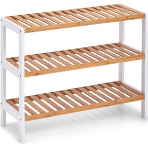 Bamboe houten schoenenrek/schoenenstandaard 3-laags 70 x 26 x 54 cm - Schoenen opbergen