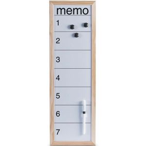 Magnetisch whiteboard/memobord met houten rand 20 x 60 cm