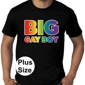 Grote maten Big gay boy regenboog gay pride t-shirt zwart heren