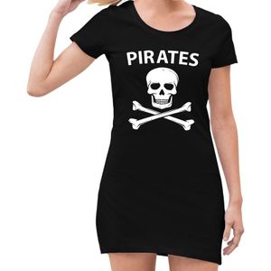 Piraten verkleed jurkje met doodshoofd zwart voor dames