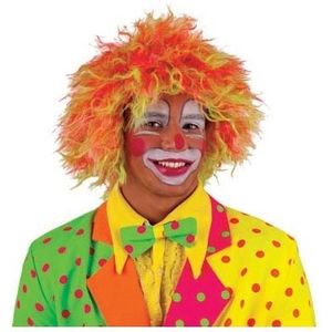Neon fel gekleurde clownspruik verkleed accessoire volwassenen