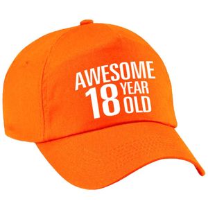 Awesome 18 year old verjaardag pet / cap oranje voor dames en heren