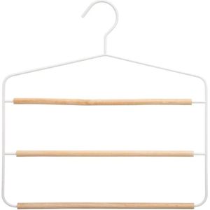 Luxe kledinghanger/broekhanger voor 3 broeken wit 35 x 36 cm - Kledingkast hangers/kleerhangers/broekhangers